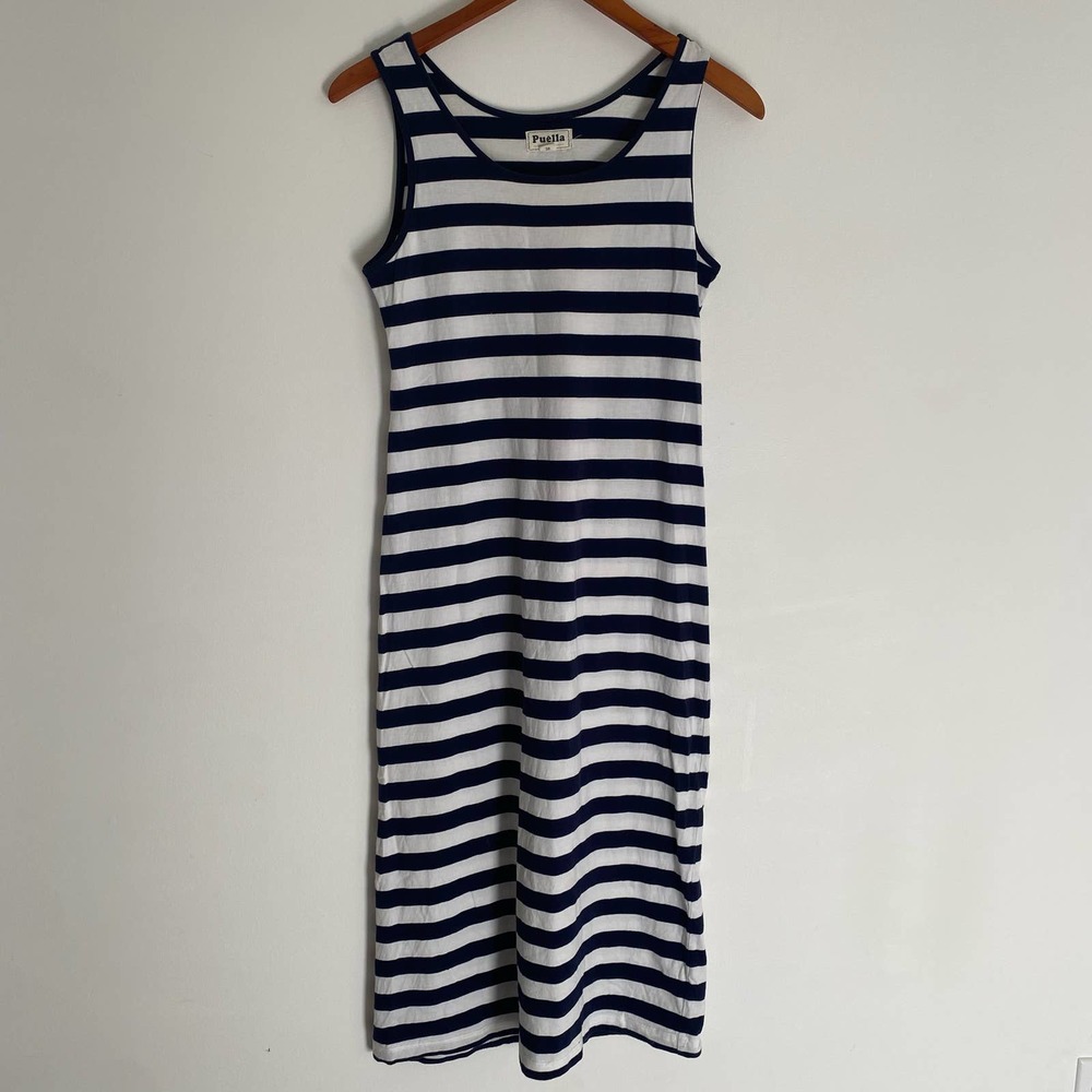 Anthropologie Puella Stripe Maxi Dress, Size 38 Small, Navy and White Nautical